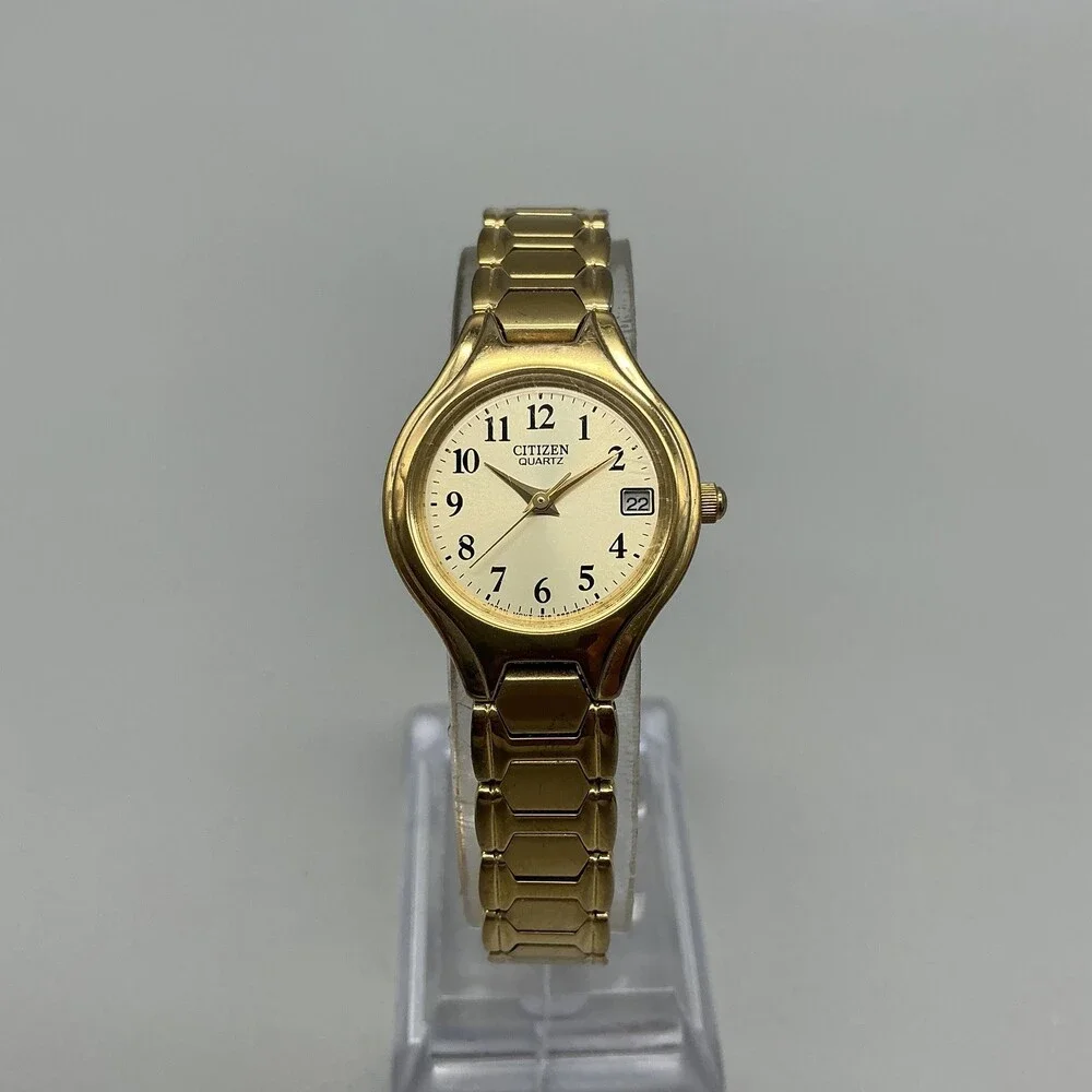 Citizen Womens Watch 23mm Champagne Dial Gold Tone 1012-3072689 New Battery 7.5